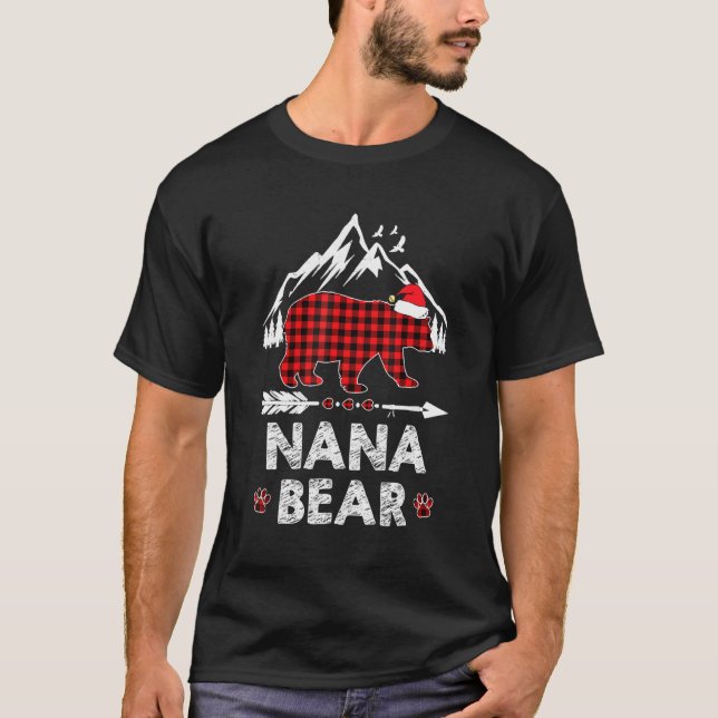 Camiseta Xadrez Vermelha Nana Bear Natal Pajama Matando Fam (Frente)