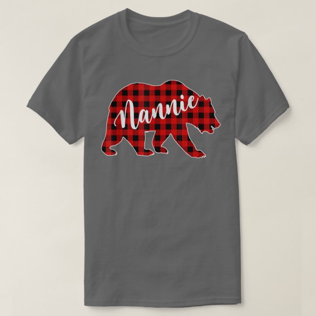 Camiseta Xadrez Vermelha Nannie Bear Correspondendo à Famíl (Frente do Design)