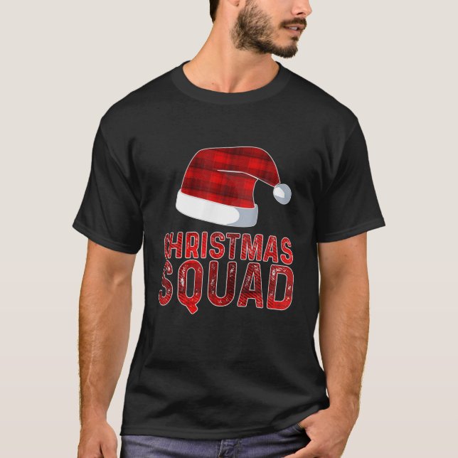 Camiseta Xadrez Vermelha no Quadrado natalino Papai Noel (Frente)