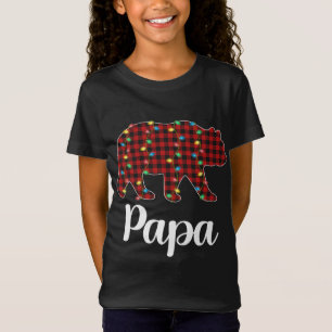 Camiseta Xadrez Vermelha Noite Luz Papa Urso Natal Pajama