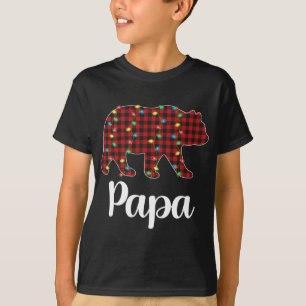 Camiseta Xadrez Vermelha Noite Luz Papa Urso Natal Pajama