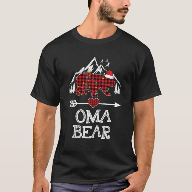 Camiseta Xadrez Vermelha Oma Bear Buffalo Matando Família P (Frente)