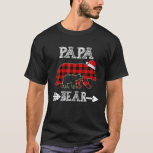 Camiseta Xadrez Vermelha Papá Urso Criança Natal Luz Papa