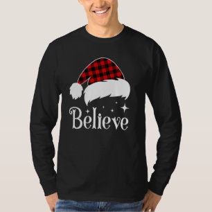 Camiseta Xadrez Vermelha Papai Noel Que Acredita Em Papais 