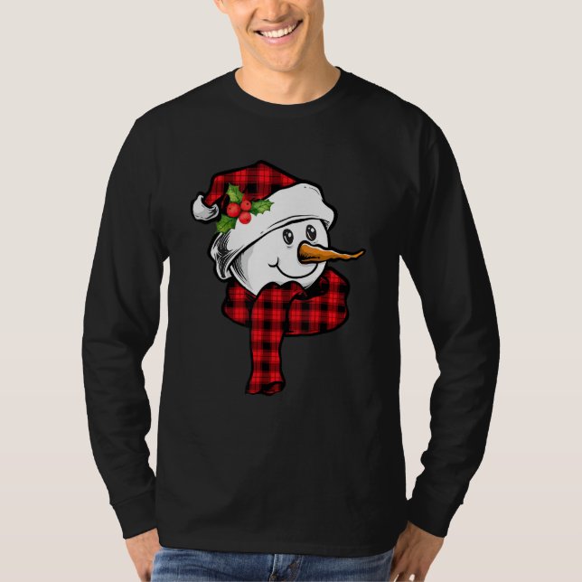Camiseta Xadrez Vermelha Rosto de Neve (Frente)