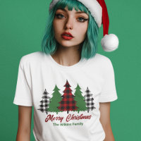 Xadrez Vermelha Rústica Árvores de Natal Feliz Mul
