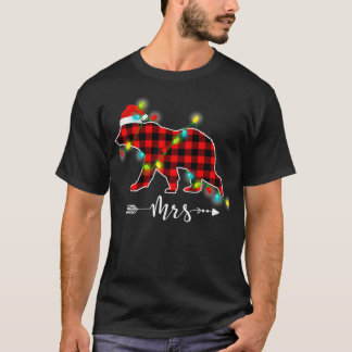Camiseta Xadrez Vermelha SRA. Urso Natal Correspondendo Fam