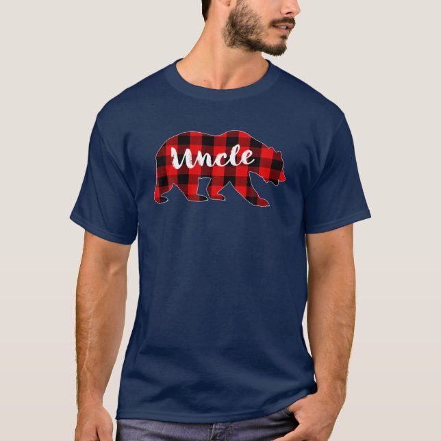 Camiseta Xadrez Vermelha Tio Urso Buffalo Família Pajama Ch (Frente)