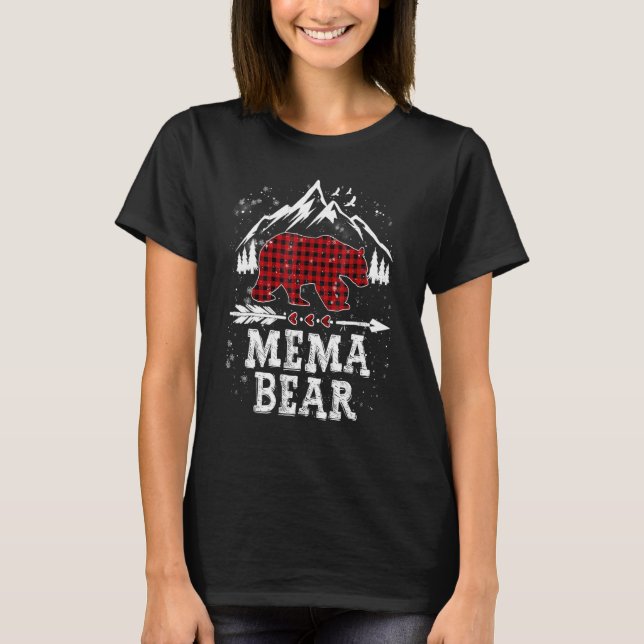 Camiseta Xadrez Vermelha Urso de Mema Correspondente Famíli (Frente)