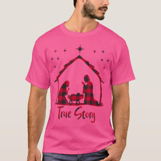 Camiseta Xadrez Vermelha verdadeira história de Jesus Nasci