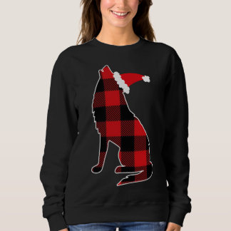 Camiseta Xadrez Vermelha Wolf Santa Hat Natal Pajama Wolf L