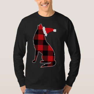 Camiseta Xadrez Vermelha Wolf Santa Hat Natal Pajama Wolf L