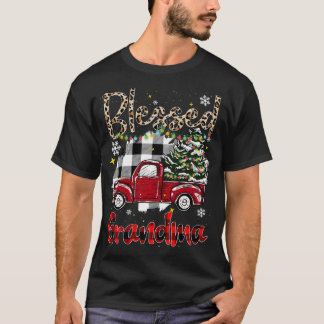 Camiseta Xadrez Vermelha Xmas Árvore abençoada Família vó C