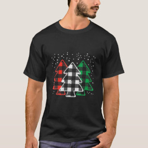 Camiseta Xadrez Vermelho Branco Verde Búfalos Árvores de