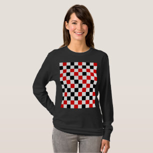 Camiseta Xadrez Vermelho Preto e Branco 