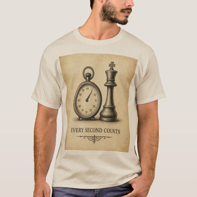 Camiseta Xadrez Vintage Every Second Counts (Frente)