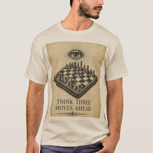 Camiseta Xadrez Vintage Pense Três Movimentos à Frente