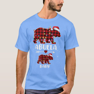 Camiseta Xadrez Xmas Bear Abuela Bebê Pó Gravidez Anunciant