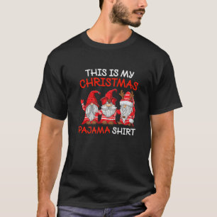 Camiseta Xadrez Xmas Gnome Este É O Meu Pajama Men De Natal