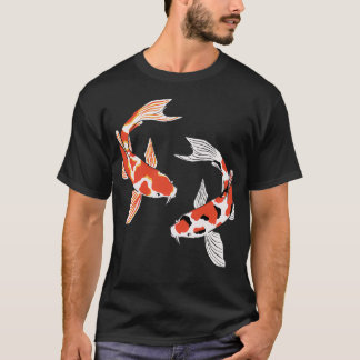 Camiseta Xampamp vermelho de Koi, Dourado e preto