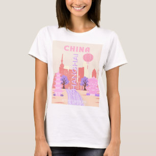 Camiseta Xangai China Pastel Viagem Arte