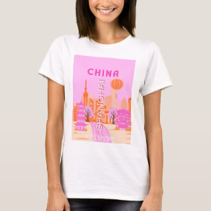 Camiseta Xangai China Viagem Arte Rosa