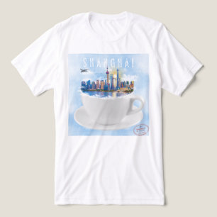 Camiseta Xangai em Teacup - Arte Skyline Futurística