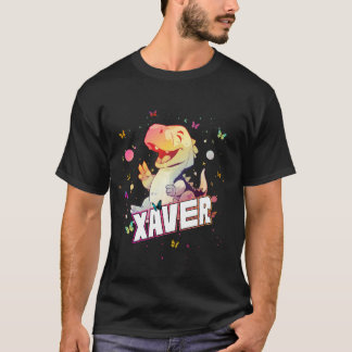 Camiseta XAVER - Nome do Menino Bonito com Dinossauro Giro