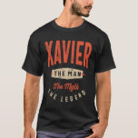 Camiseta Xavier Name Funny Personalizado Birthday Xavier<br><div class="desc">Este é um design com o texto Xavier,  o homem,  o mito da lenda. Um legal presente para amigos ou família chamado Xavier. Se o seu primeiro ou sobrenome é Xavier,  então este produto é para si. Presente para Xavier no Dia de os namorados.</div>
