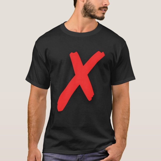 Camiseta X'D Vermelho Cruzado Com X Vermelho Grande (Frente)