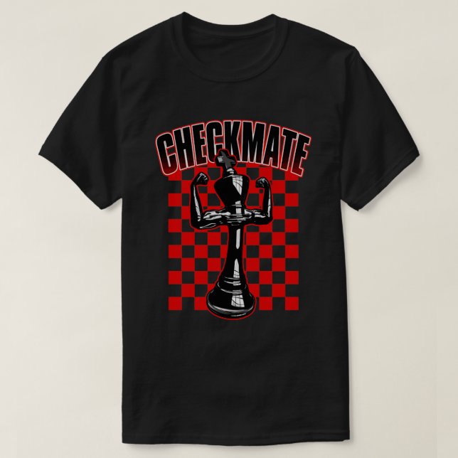 Camiseta Xeque-mate Black King Chess Player Grandmaster Win (Frente do Design)