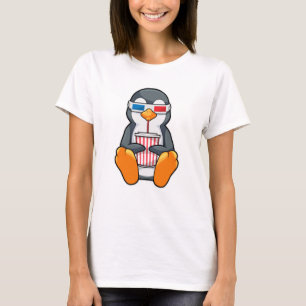 Camiseta Xícara de Bebendo dos Óculos de cinema pinguins