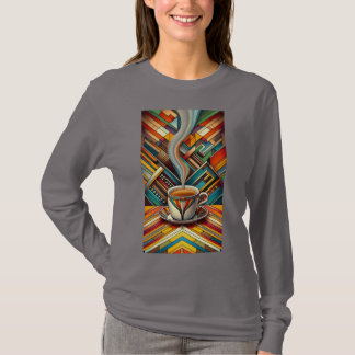 Camiseta Xícara de café a vapor colorida