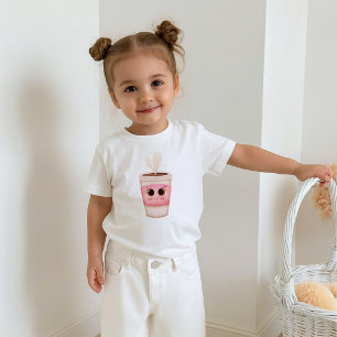 Camiseta Xícara de café adorável com grandes olhos brilhant