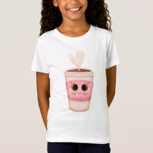 Camiseta Xícara de café adorável com olhos brilhantes