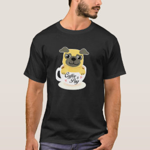 Camiseta Xícara de Café Adorável Pug
