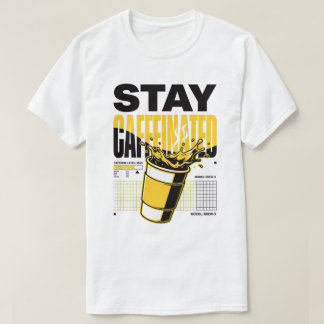 Camiseta Xícara De Café Amarelo Neon Stay Caffeinated Punk