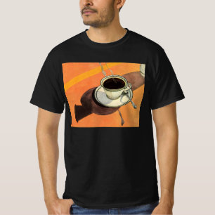 Camiseta Xícara de café antiga, pires, colher, lanchonete r