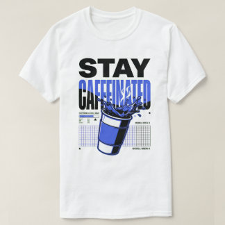 Camiseta Xícara de Café Azul Neon Stay Caffeinated Punk
