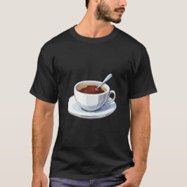Camiseta Xícara de café branca em um pires cheio de café