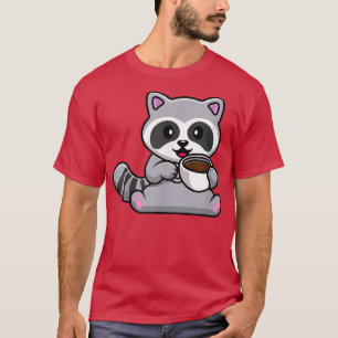 Camiseta Xícara de café com guaxinim