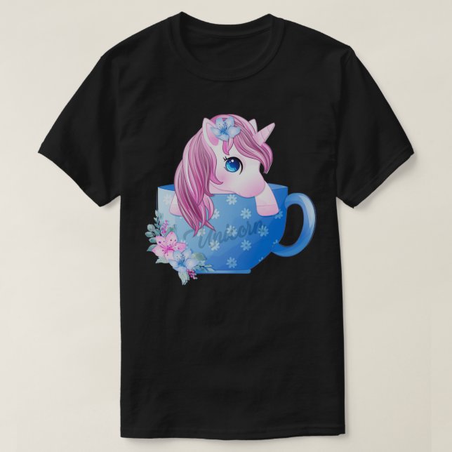 Camiseta Xícara de café dentro de unicórnio (Frente do Design)