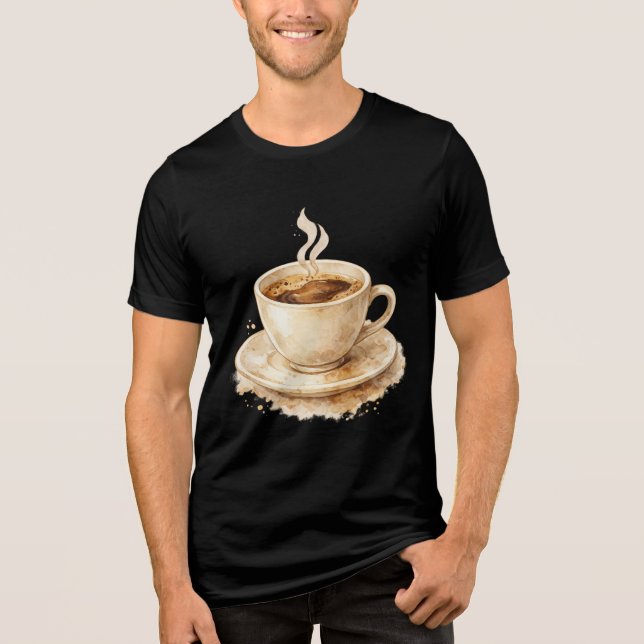 Camiseta Xícara de café em aquarela (Frente)