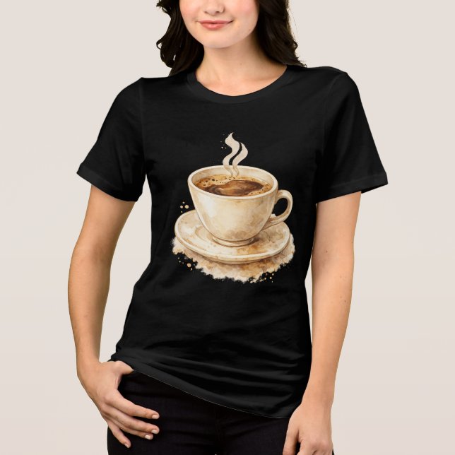 Camiseta Xícara de café em aquarela (Frente)
