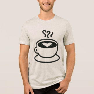Camiseta Xícara de café fumegante com desenho de coração