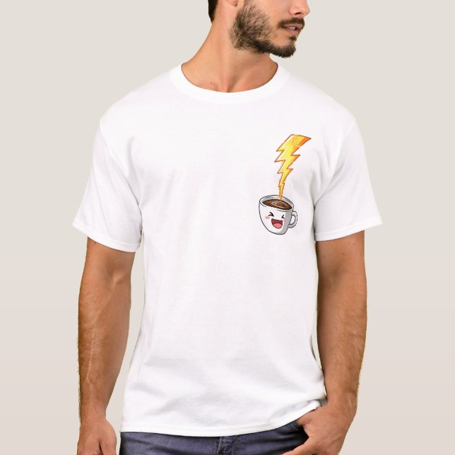 Camiseta Xícara de Café Kawaii Energética com Raio (Frente)