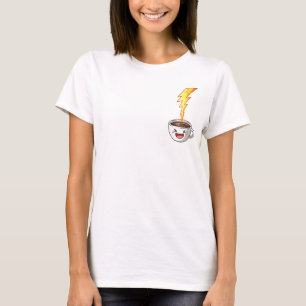 Camiseta Xícara de Café Kawaii Energética com Raio