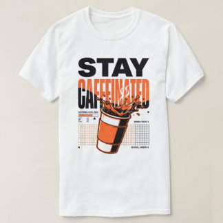 Camiseta Xícara de Café Laranja Neon Stay Caffeinated Punk