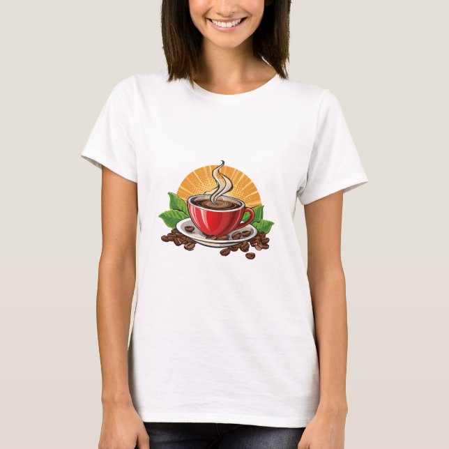 Camiseta Xícara de café vermelha (Frente)