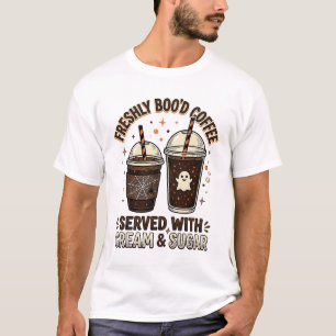 Camiseta Xícara de Fantasma de Halloween de Café Recém-Feit
